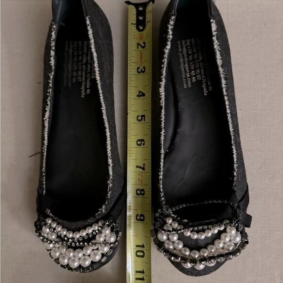 Pedro Garcia dark denim ballet flat with crystal and pearl embellishment 39.5 - Picture 7 of 10